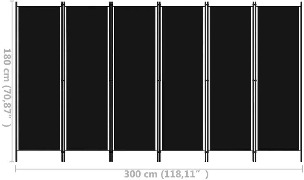 Kambario pertvara, 6 dalių, juodos spalvos, 300x180cm