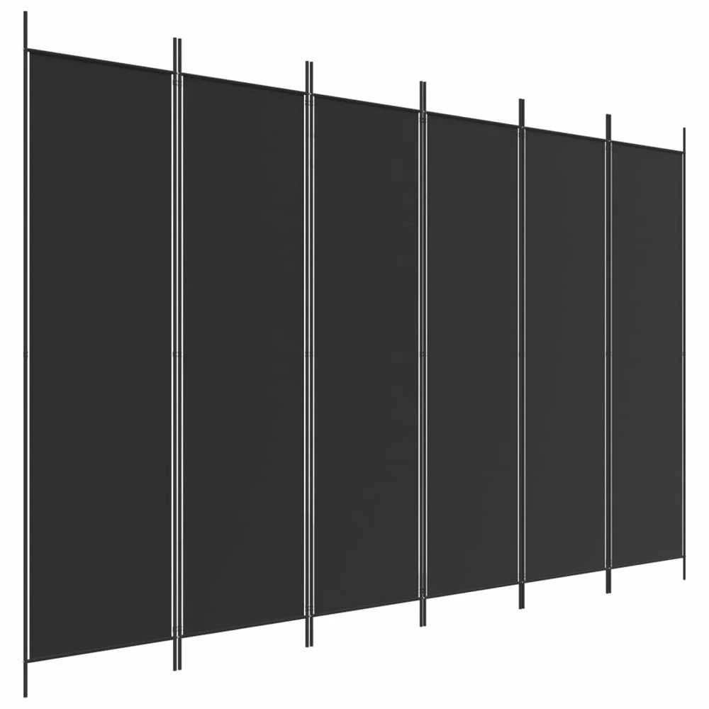 Kambario pertvara, 6 dalių, juodos spalvos, 300x200cm, audinys