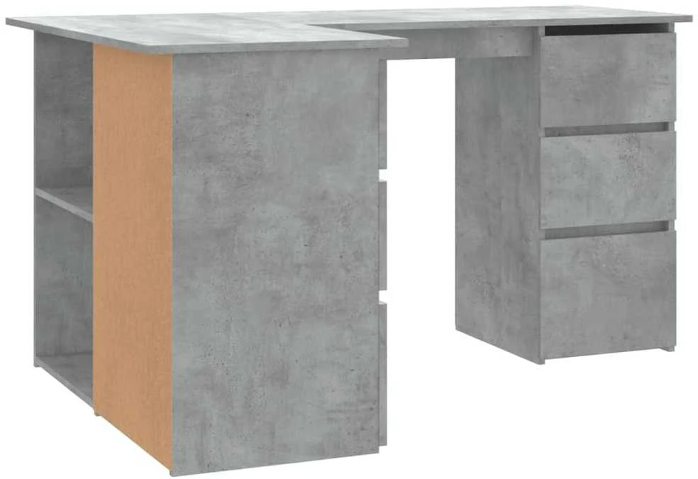 Kampinis rašomasis stalas, betono, 145x100x76cm, mediena