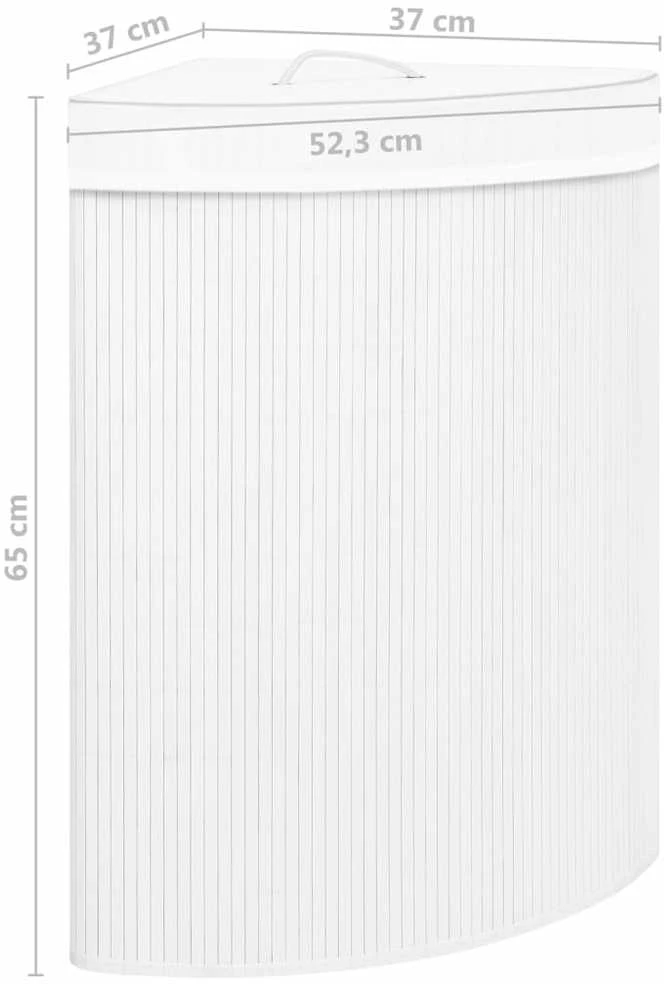 Kampinis skalbinių krepšys, baltos spalvos, bambukas, 60l