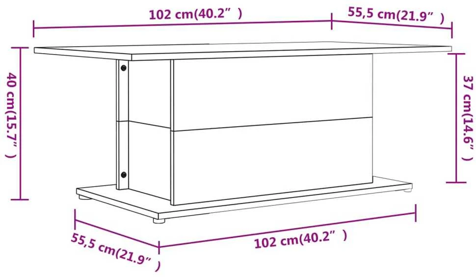 Kavos staliukas, baltas, 102x55,5x40cm, apdirbta mediena