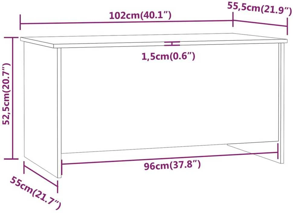 Kavos staliukas, baltas, 102x55,5x52,5cm, apdirbta mediena