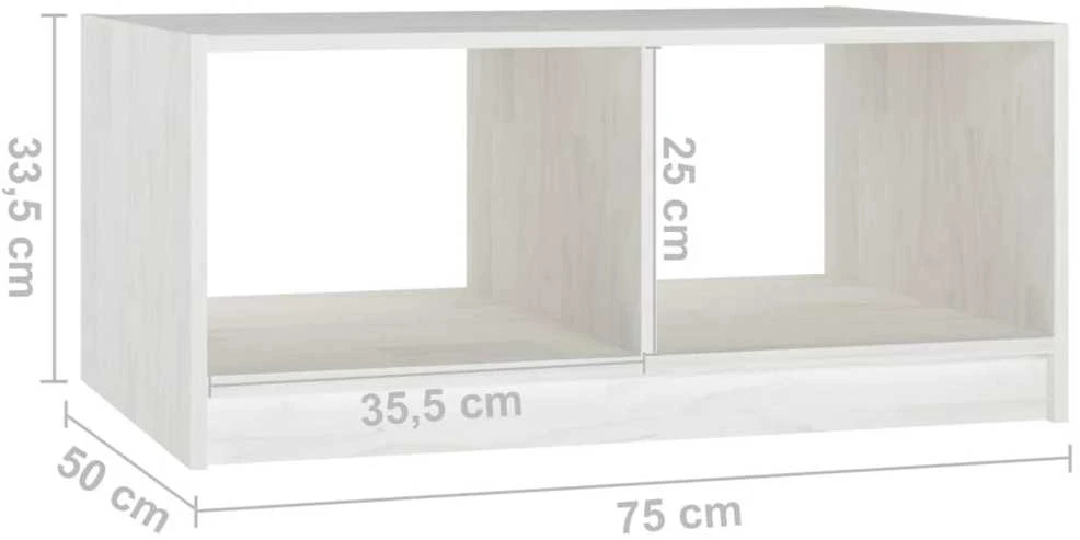 Kavos staliukas, baltas, 75x50x33,5cm, pušies medienos masyvas