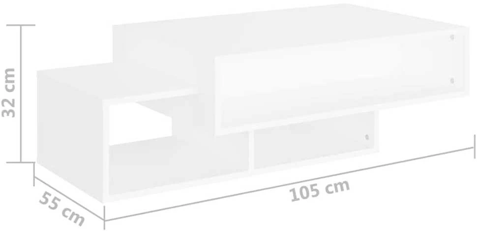 Kavos staliukas, baltos spalvos, 105x55x32cm, apdirbta mediena