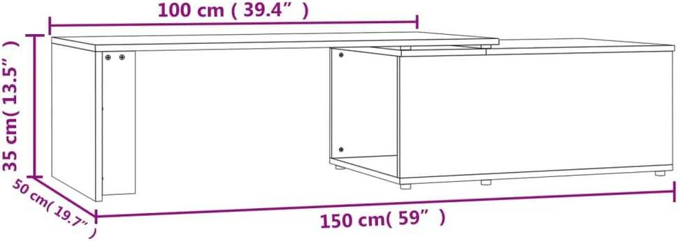 Kavos staliukas, betono pilkos spalvos, 150x50x35cm, MDP