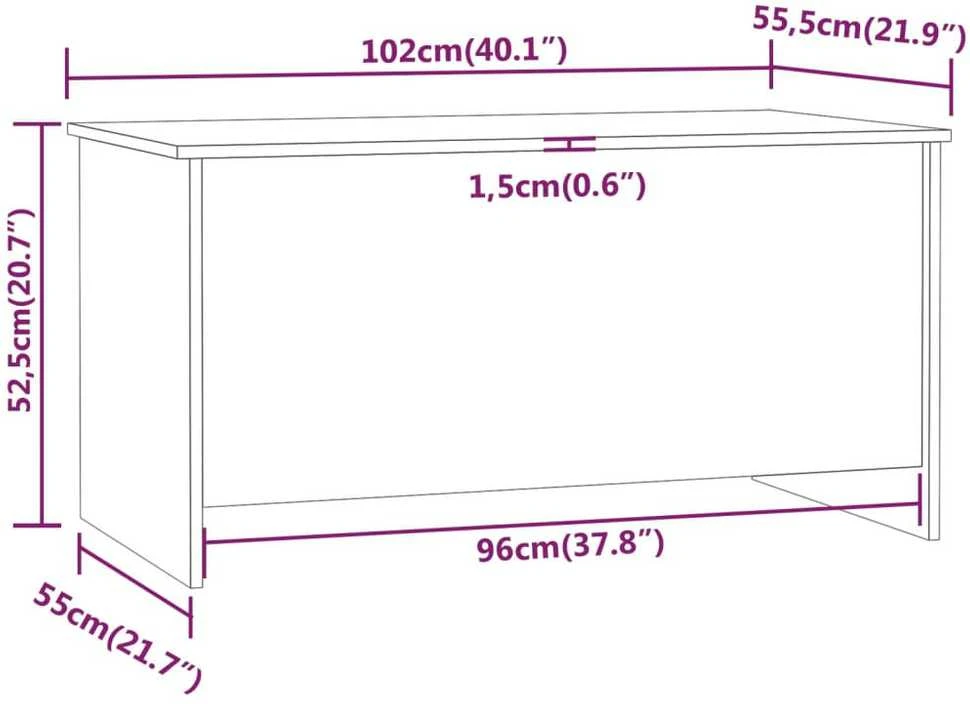 Kavos staliukas, juodas, 102x55,5x52,5cm, apdirbta mediena