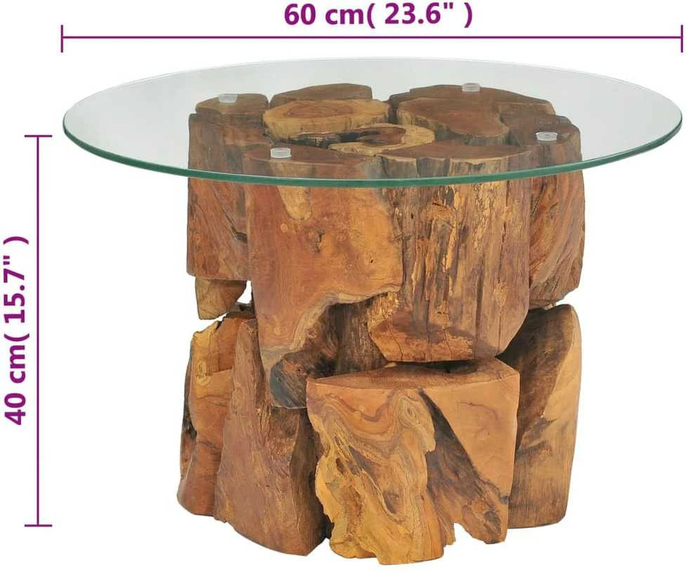Kavos staliukas, tikmedžio medienos masyvas, 60 cm