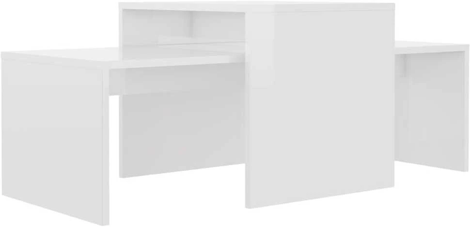 Kavos staliukų rinkinys, baltas, 100x48x40cm, apdirbta mediena