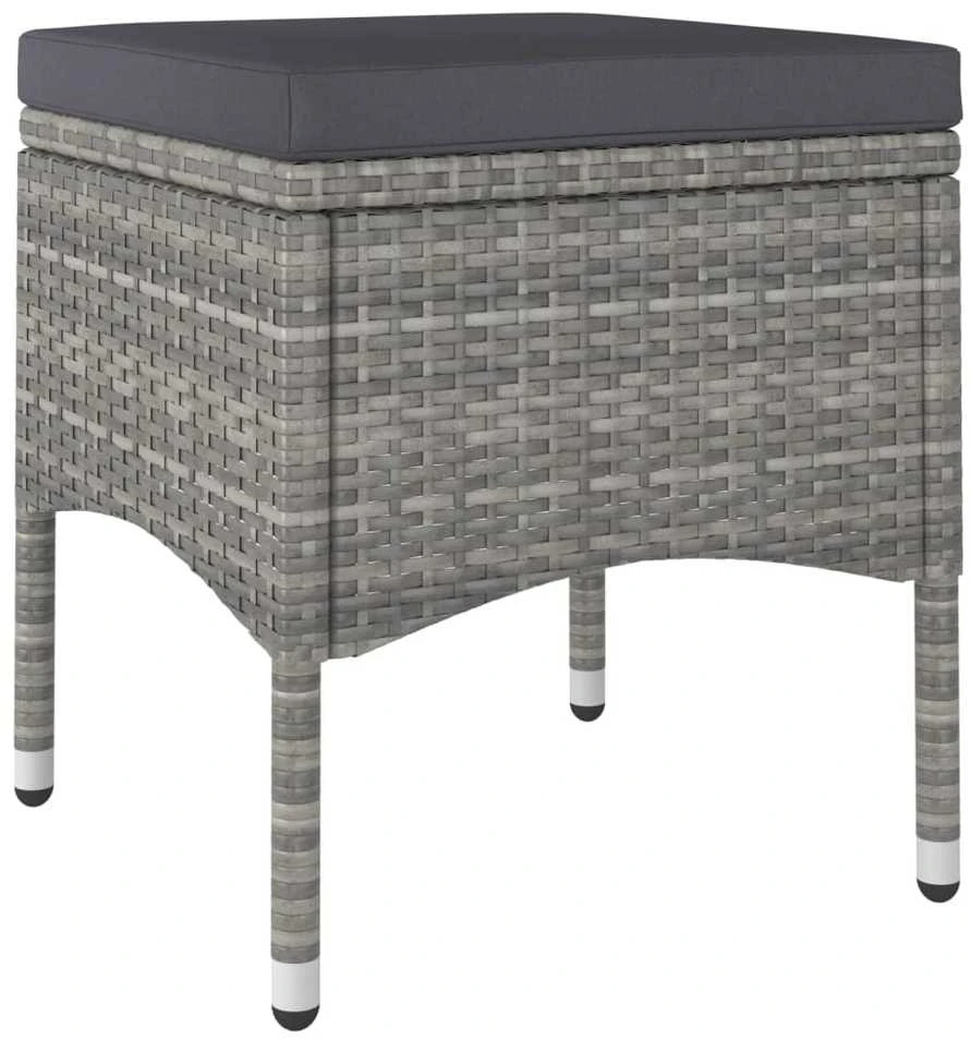 Lauko baldų komplektas Kėdžių ir taburečių komplektas, 4 dalių, pilkas, poliratanas