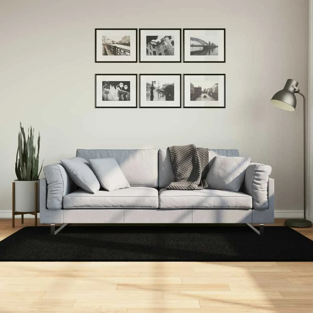 Kilimas HUARTE, juodas, 100x200cm, trumpi šereliai