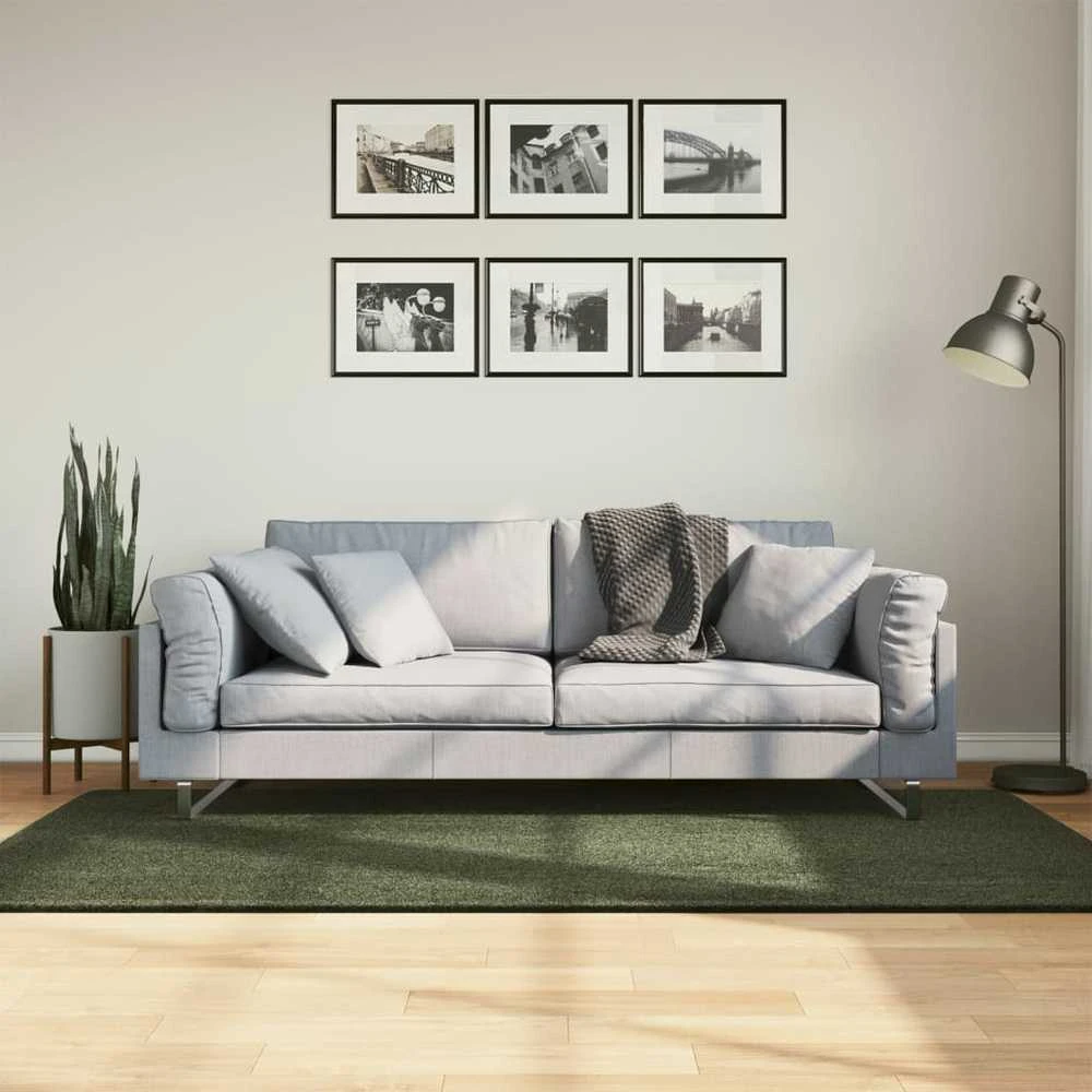 Kilimas HUARTE, miško žalios spalvos, 100x200cm trumpi šereliai