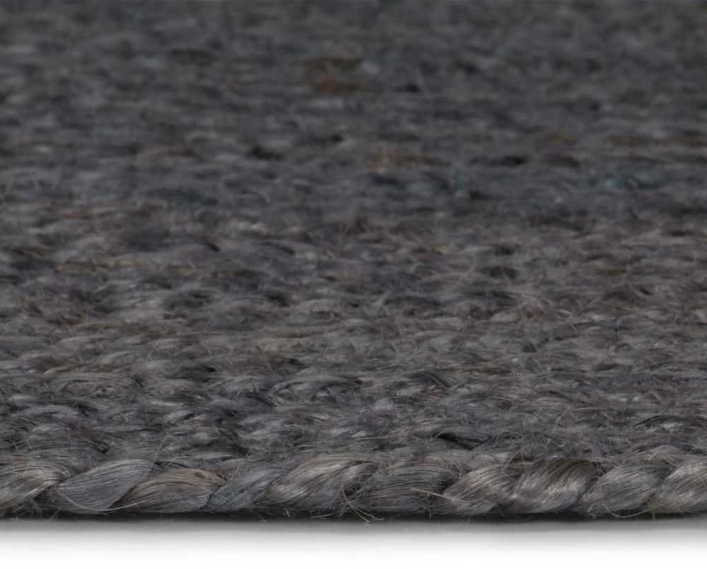 Kilimas, tamsiai pilkas, 120cm, džiutas, apvalus, rankų darbo