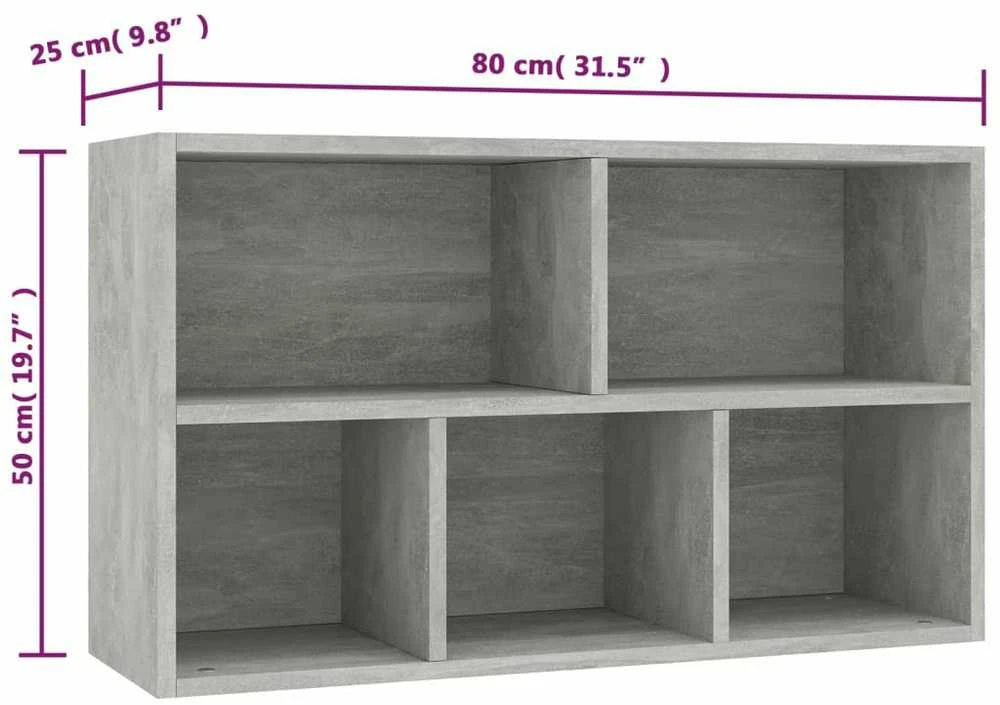Knygų/šoninė spintelė, betono, 50x25x80cm, apdirbta mediena