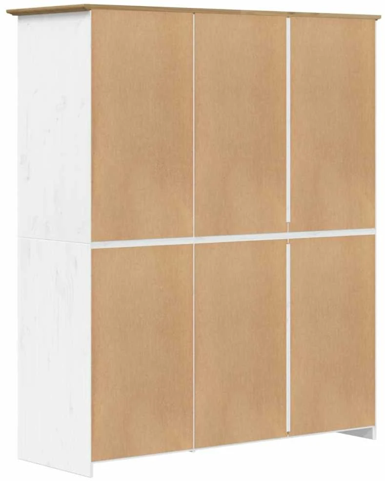 Knygų spinta BODO, balta/ruda, 146x53,5x173 cm, pušies masyvas