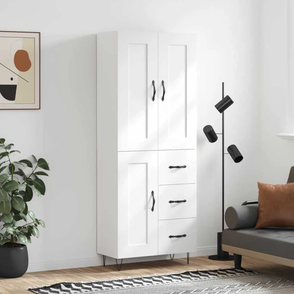 Komoda, baltos spalvos, 69,5x34x180cm, apdirbta mediena