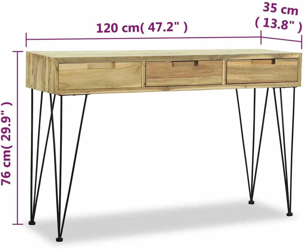 Konsolinis staliukas, 120x35x76cm, masyvus tikmedis