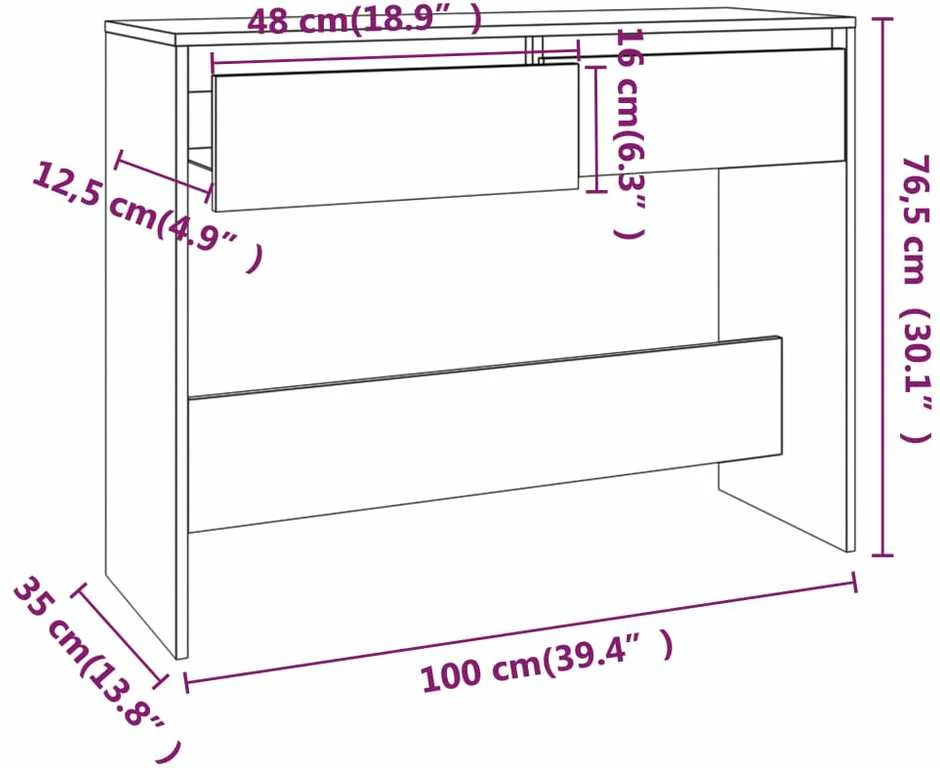Konsolinis staliukas, baltas, 100x35x76,5cm, apdirbta mediena