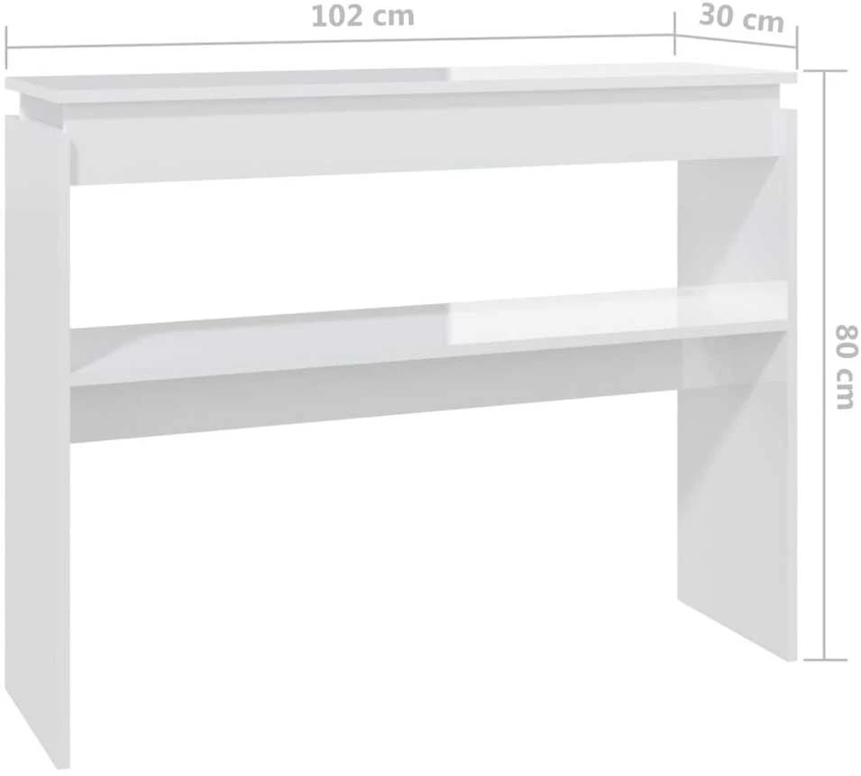 Konsolinis staliukas, baltas, 102x30x80cm, apdirbta mediena