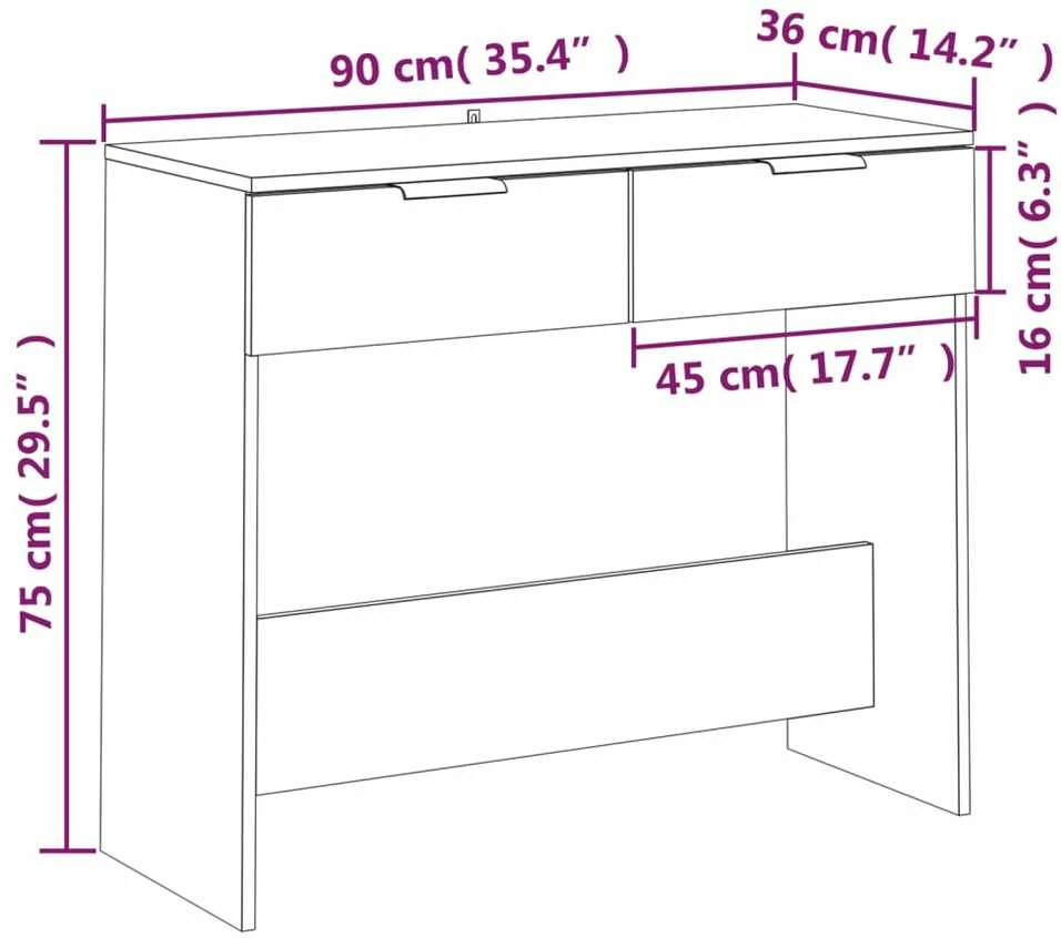 Konsolinis staliukas, baltas, 90x36x75cm, apdirbta mediena