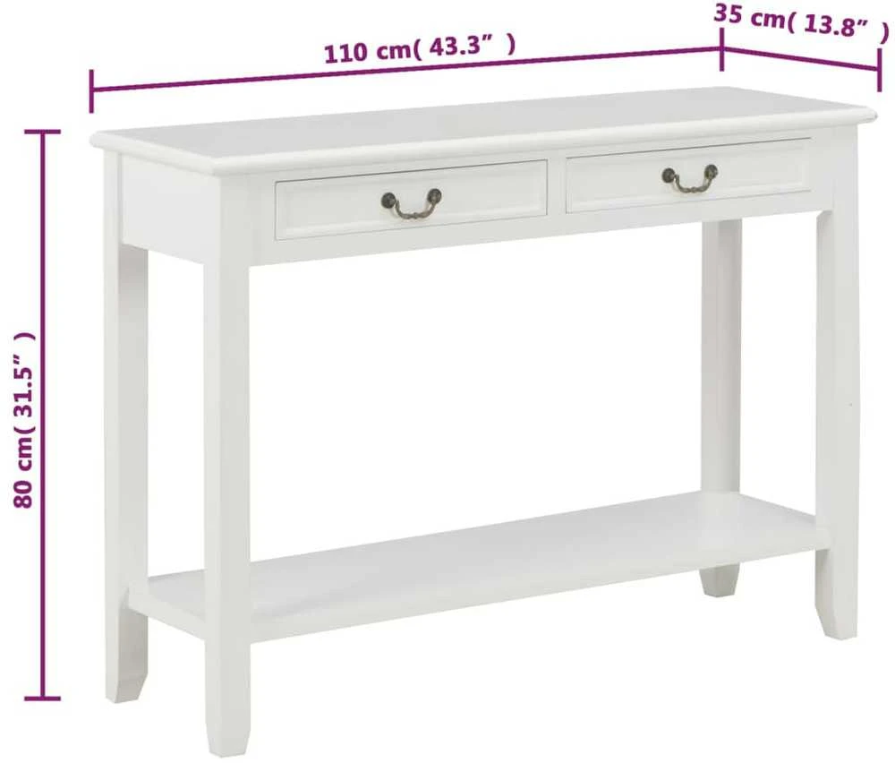 Konsolinis staliukas, baltos sp., 110x35x80cm, mediena