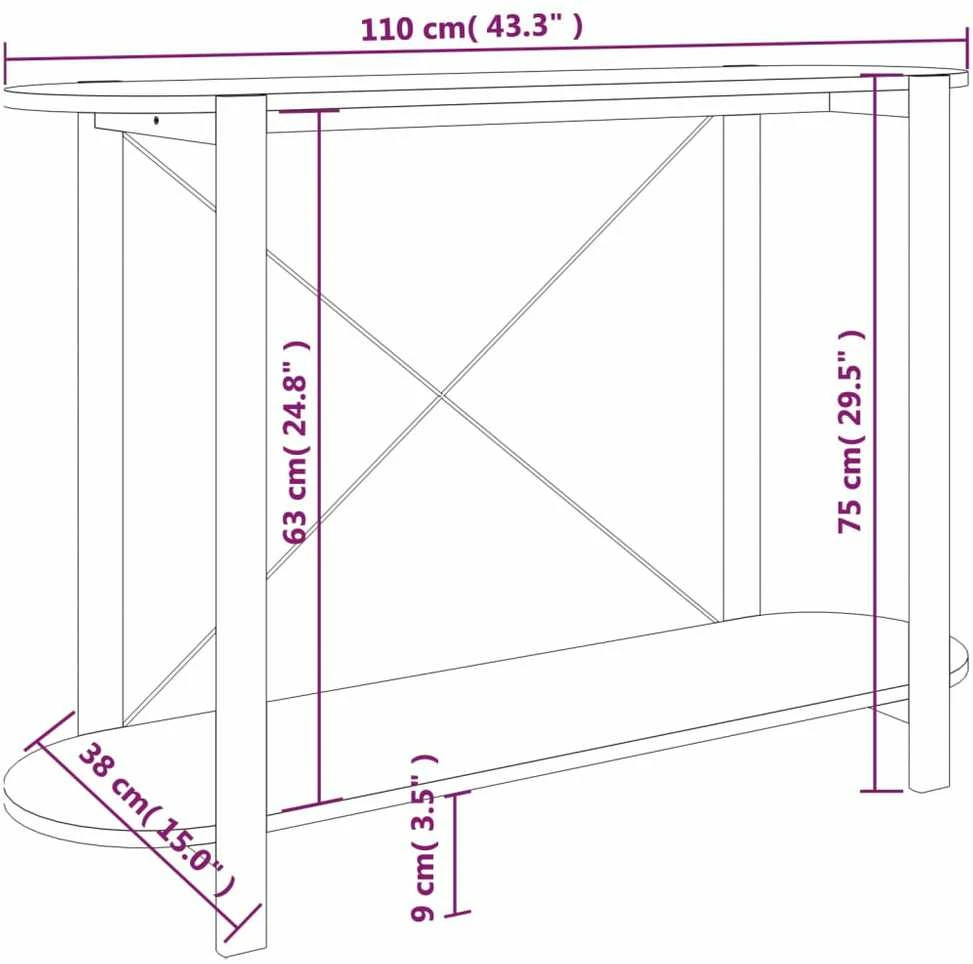 Konsolinis staliukas, juodas, 110x38x75cm, apdirbta mediena