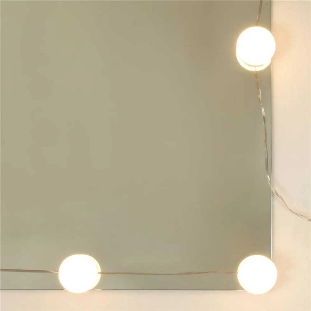 Kosmetinio staliuko su LED komplektas, juodas, apdirbta mediena