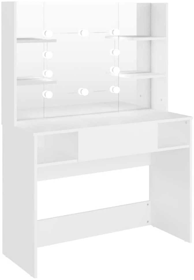 Kosmetinis staliukas su LED, baltas, 100x40x135cm, MDF