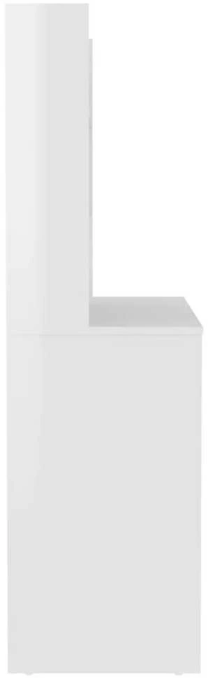 Kosmetinis staliukas su LED, blizgus baltas, 100x40x135cm, MDF