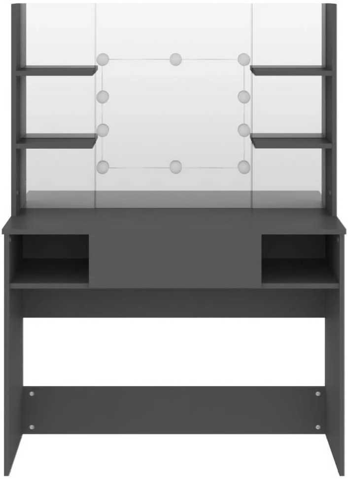 Kosmetinis staliukas su LED, pilkas, 100x40x135cm, MDF