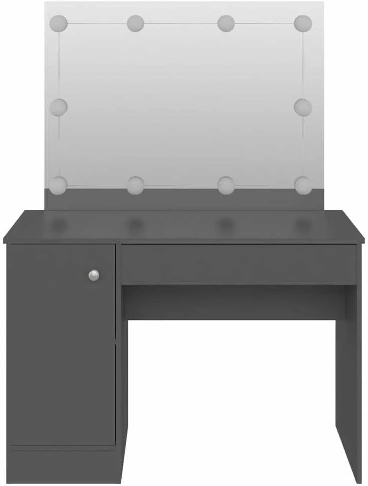 Kosmetinis staliukas su LED, pilkas, 110x55x145cm, MDF