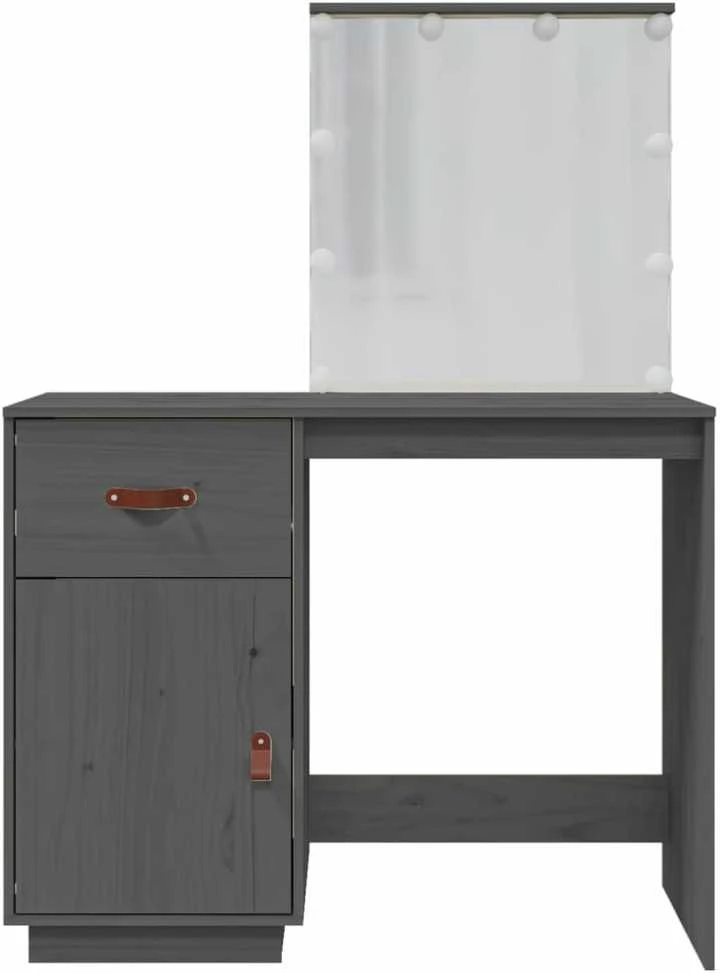 Kosmetinis staliukas su LED, pilkas, 95x50x133,5cm, pušis