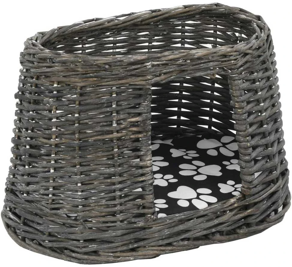 Krepšių katėms rinkinys, 3 dalių, pilkas, 47x34x60cm, gluosnis
