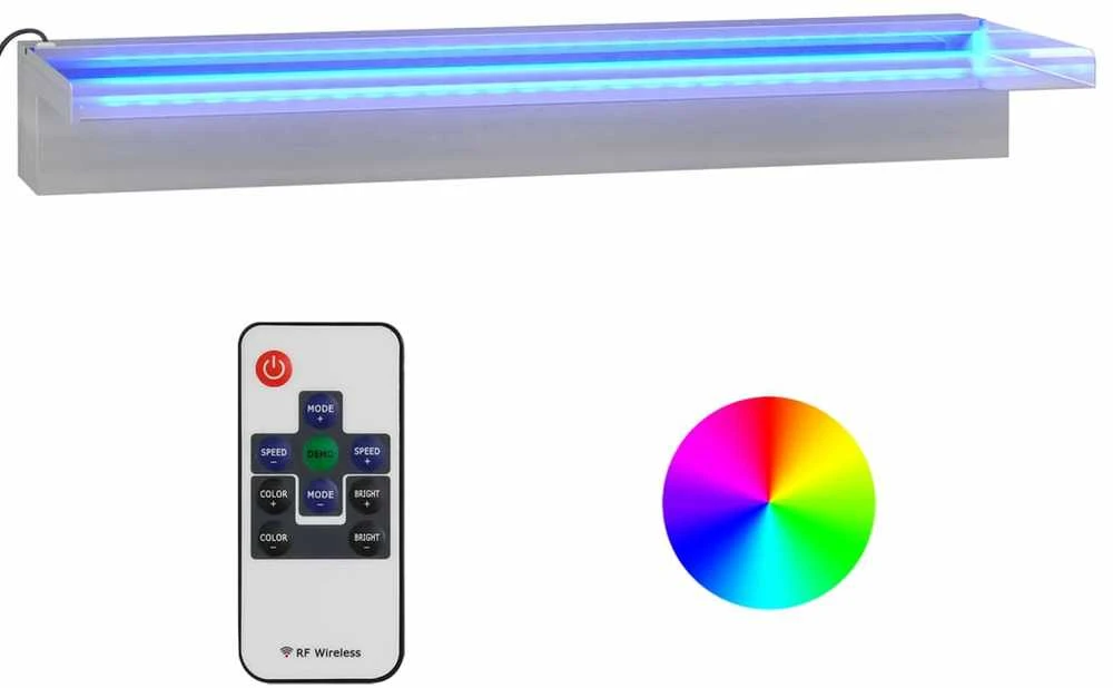 Krioklys su įvairių spalvų LED lemputėmis, 60cm, plienas