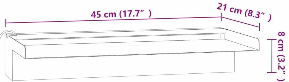 Krioklys su įvairių spalvų LED lemputėmis, 45cm, plienas