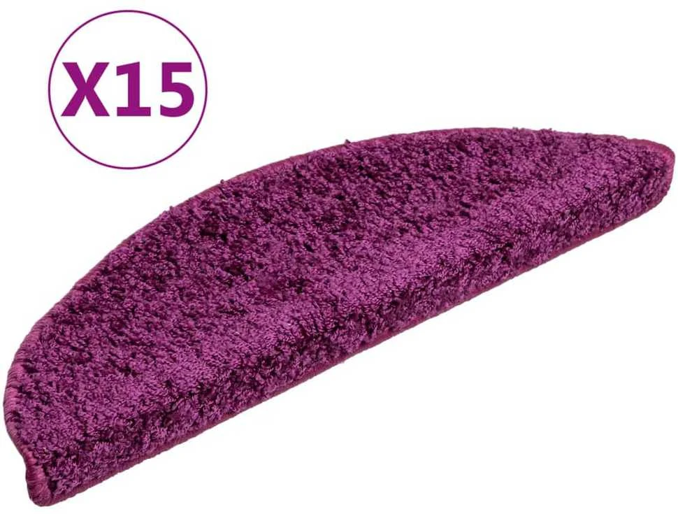 Laiptų kilimėliai, 15vnt., violetinės spalvos, 56x17x3cm