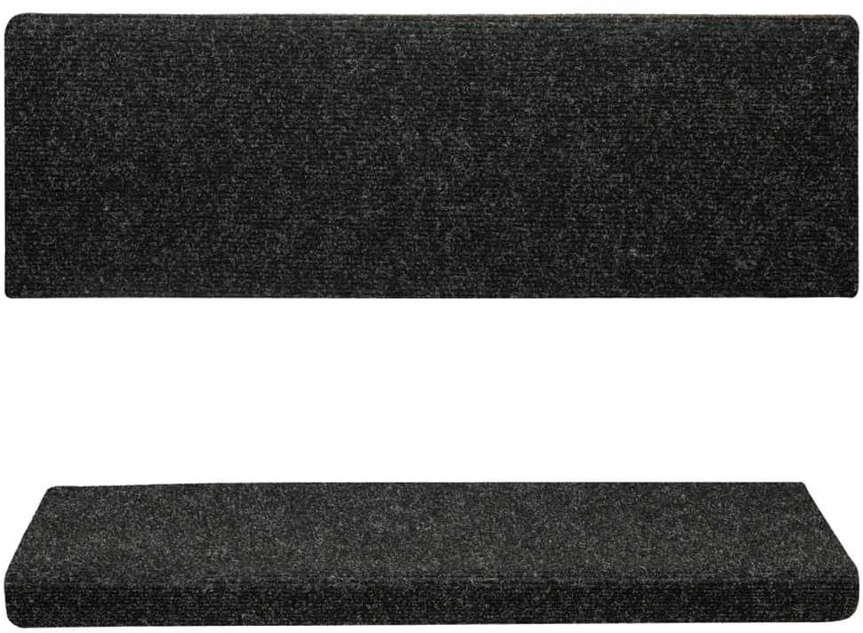 Laiptų kilimėliai, 5vnt., juodi, 65x21x4cm, perforuoti adatomis