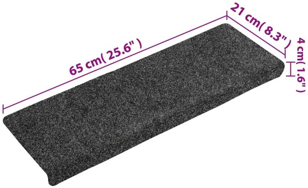Laiptų kilimėliai, 5vnt., pilki, 65x21x4cm, perforuoti adatomis