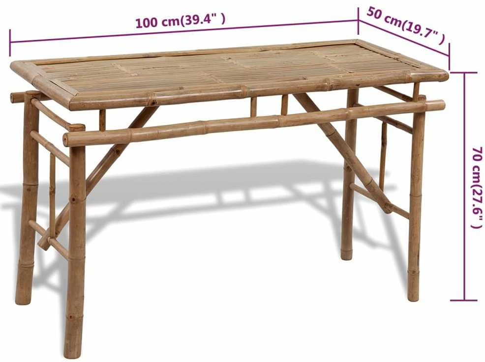 Alaus stalas su 2 suoliukais, 100cm, bambuko mediena