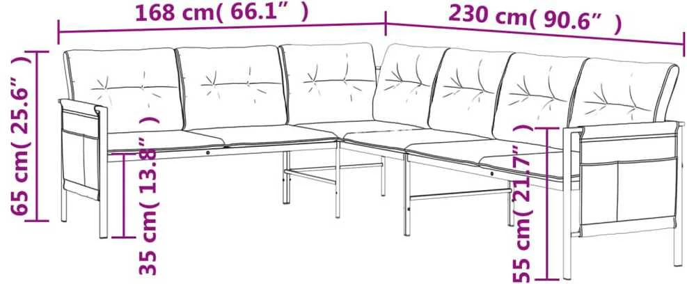 Kampinė sodo sofa, antracito spalvos, plienas ir tekstilenas