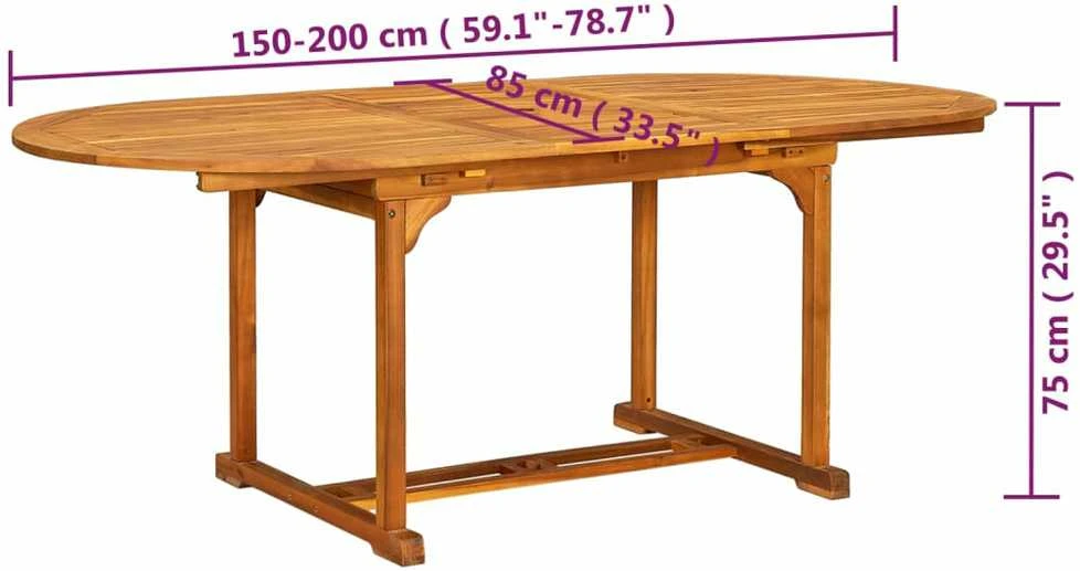 Lauko baldų komplektas Lauko valgomojo baldų komplektas, 7d., akacijos masyvas