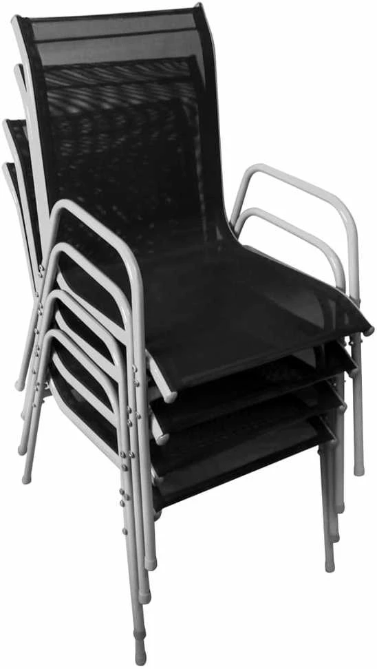Lauko baldų komplektas Lauko valgomojo baldų komplektas, 5d., juodas, plienas