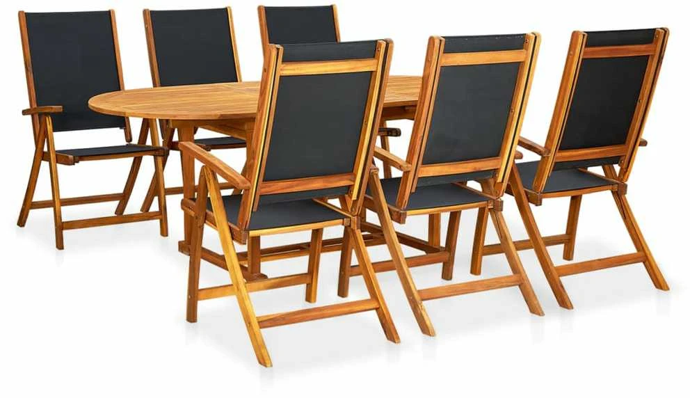 Lauko baldų komplektas Lauko valgomojo baldų komplektas, 7d., akacijos masyvas