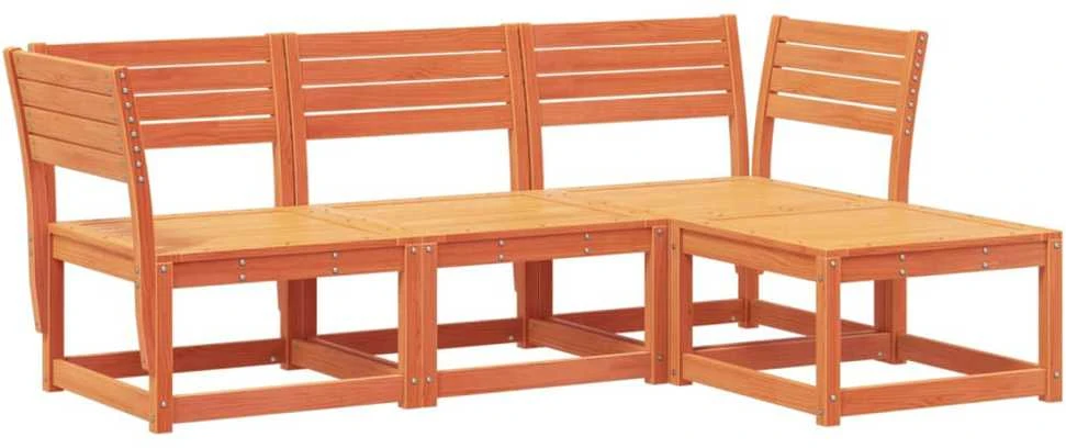 Lauko baldų komplektas Sodo poilsio baldų komplektas, 4 dalių, vaško rudas, pušis