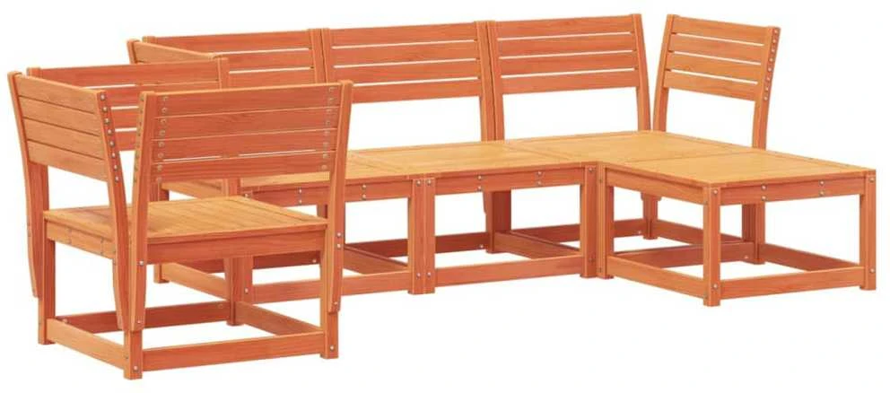 Lauko baldų komplektas Sodo poilsio baldų komplektas, 5 dalių, vaško rudas, pušis