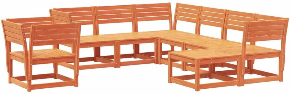 Lauko baldų komplektas Sodo poilsio baldų komplektas, 8 dalių, vaško rudas, pušis