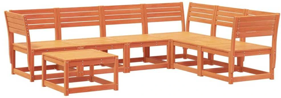 Lauko baldų komplektas Sodo poilsio baldų komplektas, 7 dalių, vaško rudas, pušis