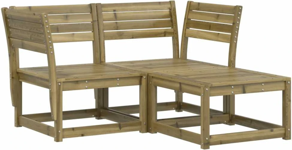 Lauko baldų komplektas Sodo sofos komplektas, 3 dalių, impregnuota pušies mediena