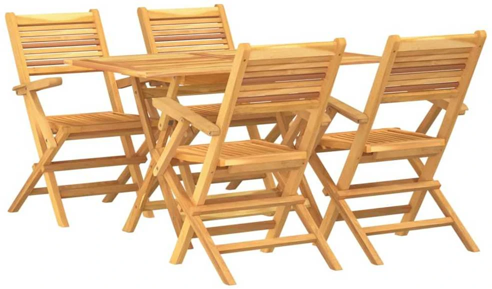 Lauko baldų komplektas Sodo valgomojo baldų komplektas, 5 dalių, tikmedžio masyvas
