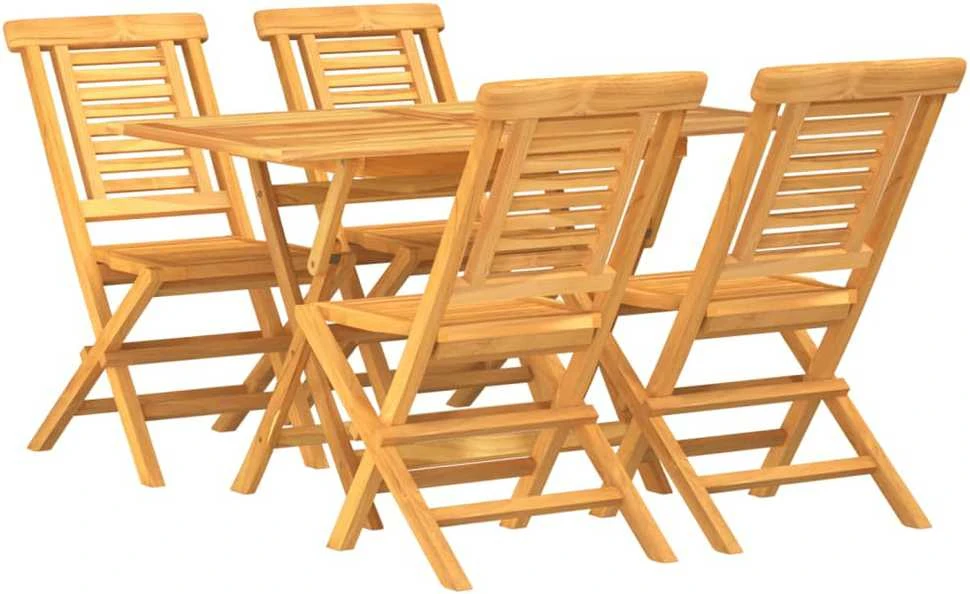 Lauko baldų komplektas Sodo valgomojo baldų komplektas, 5 dalių, tikmedžio masyvas