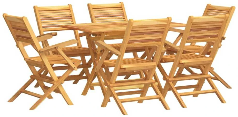 Lauko baldų komplektas Sodo valgomojo baldų komplektas, 7 dalių, tikmedžio masyvas